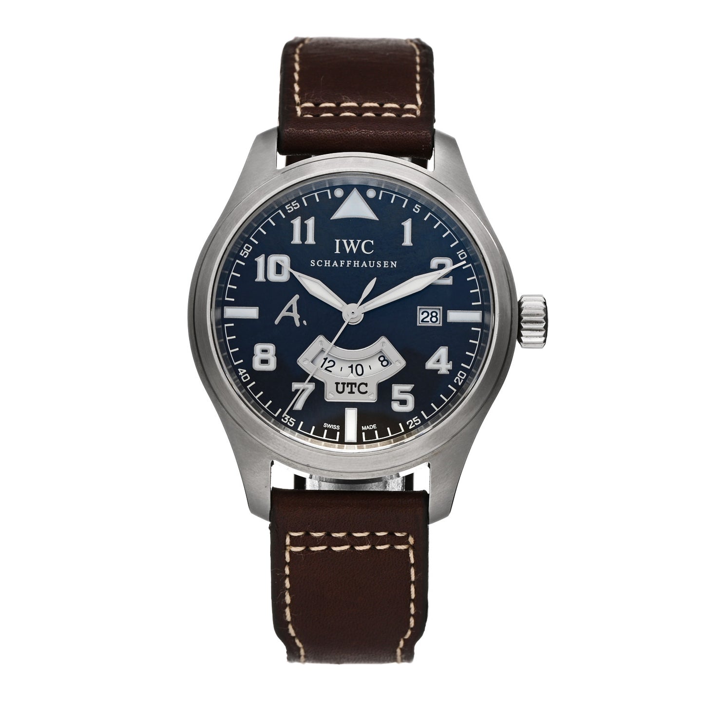 Stainless Steel Calfskin 44mm Pilot Automatic Watch Brown IW326104