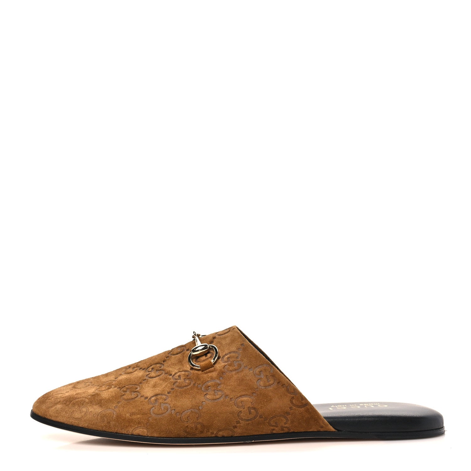 Gucci Suede GG Debossed Annette Horsebit Flat Mules 37.5 Brown 1 of 9