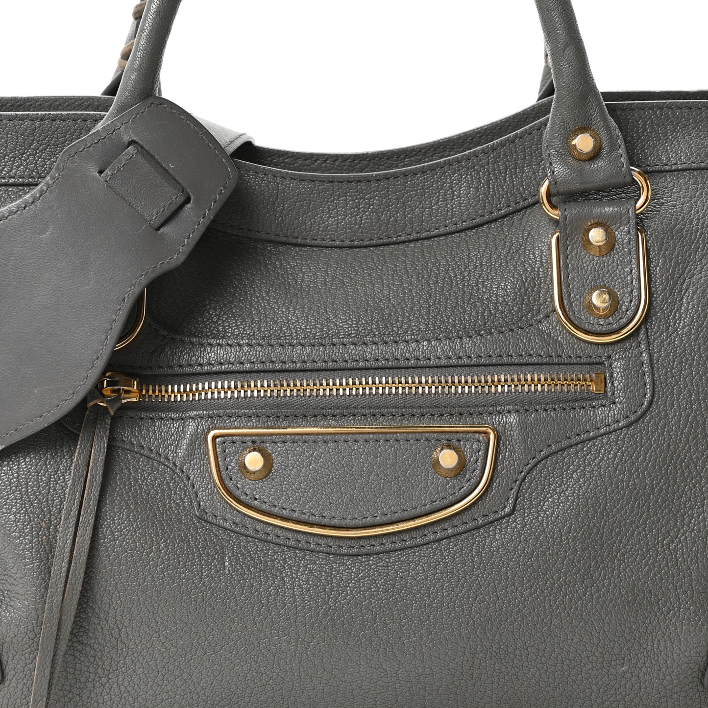 Chevre Gold Metallic Edge Hardware City Gris Acier