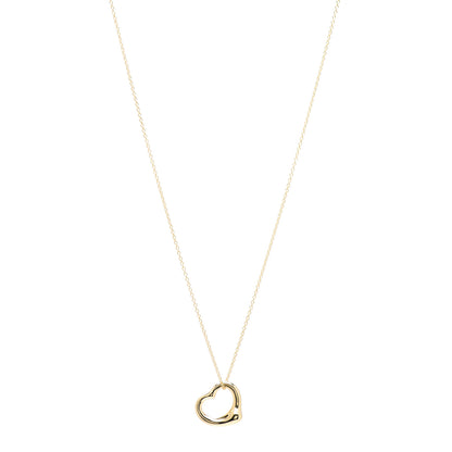 Tiffany 18K Yellow Gold 16mm Elsa Peretti Open Heart Pendant Necklace 1 of 4