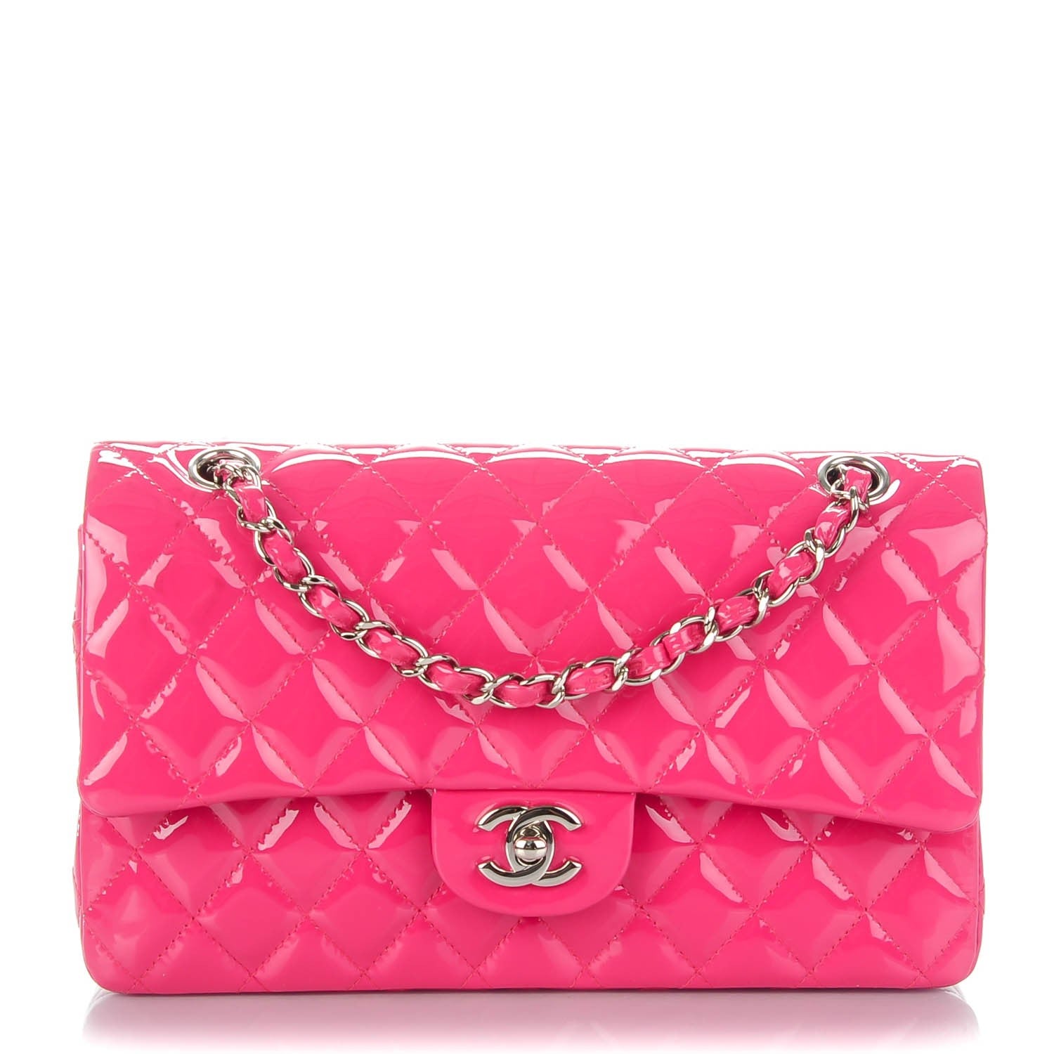 Chanel Patent Quilted Medium Double Flap Fuchsia 1 of 10
