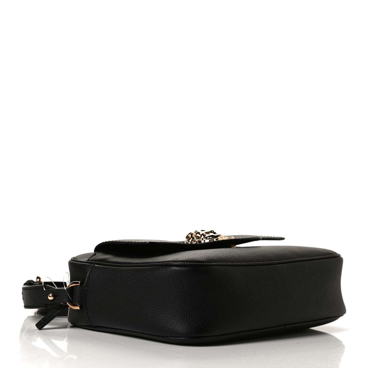 Grained Calfskin Medusa Camera Bag Black