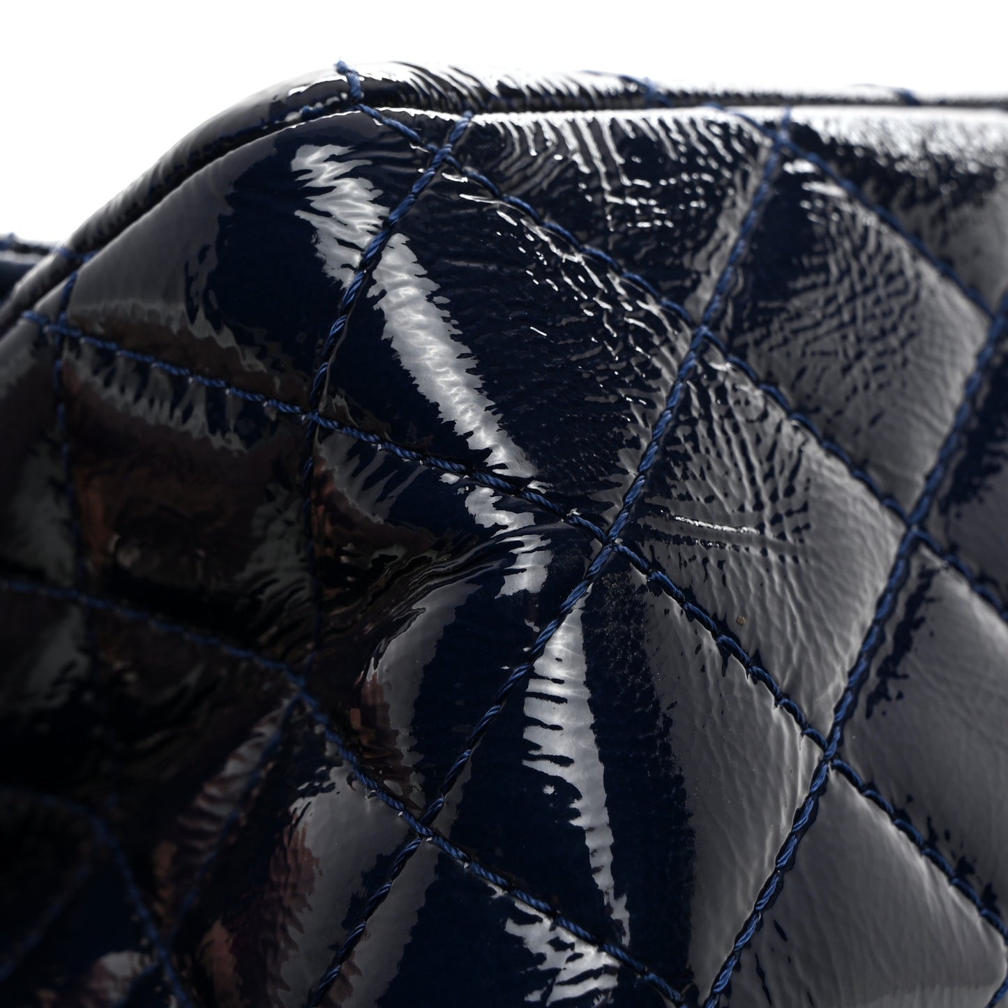 Distressed Patent Quilted 2.55 Reissue 227 Flap Dark Blue