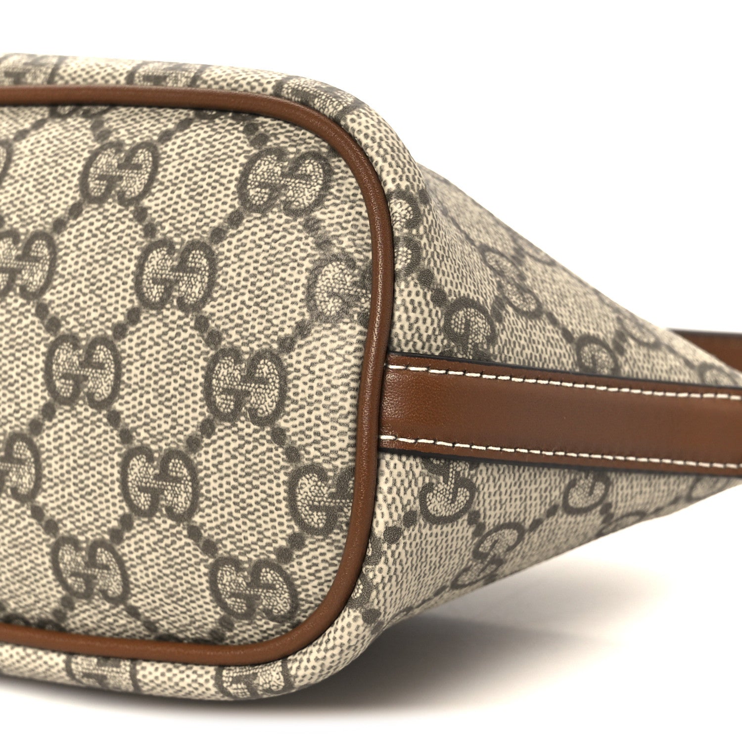 Gucci GG Supreme Monogram Emblem Small Shoulder Bag Beige Dark Brown 10 of 11