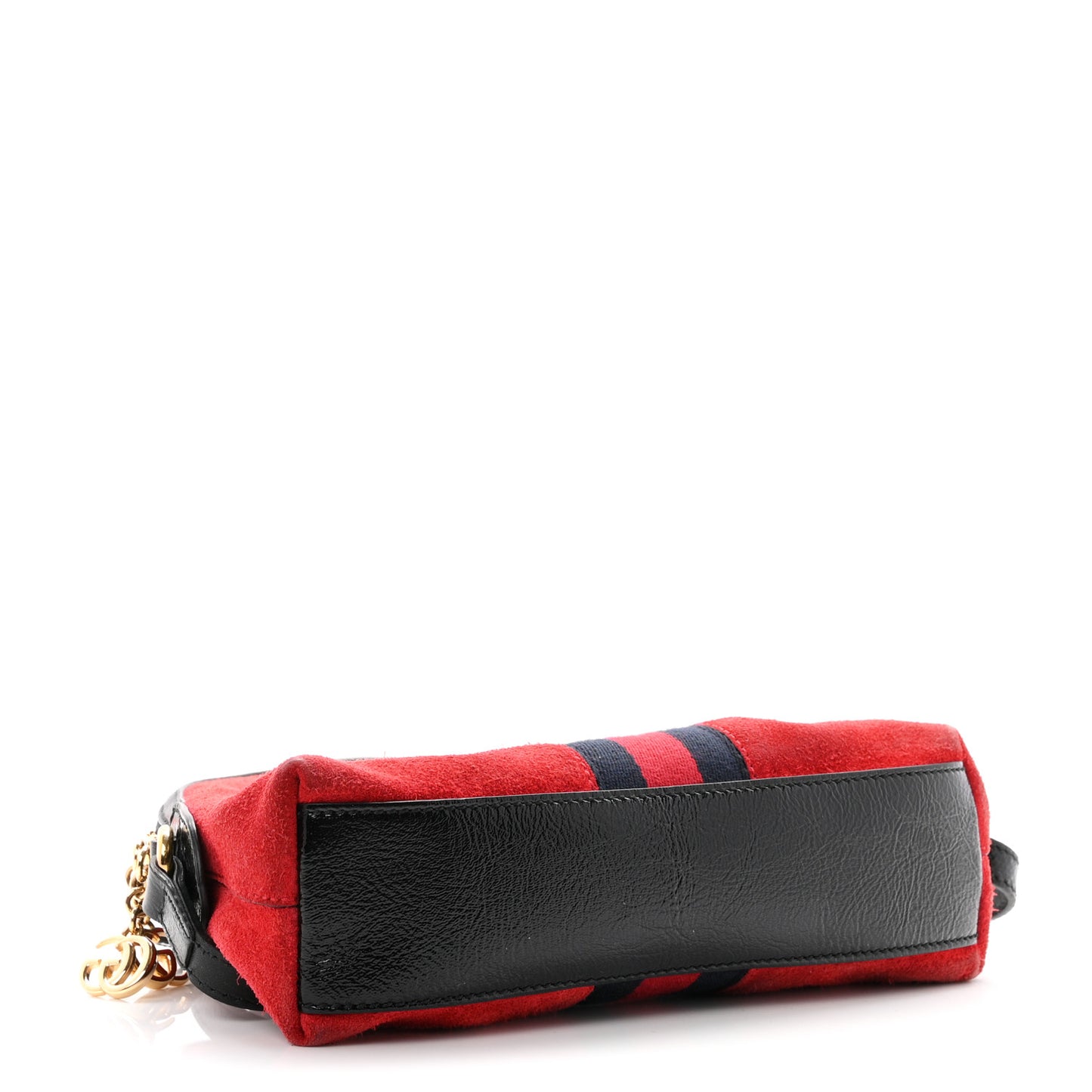 Suede Patent Web GG Small Ophidia Dome Shoulder Bag Hibiscus Red