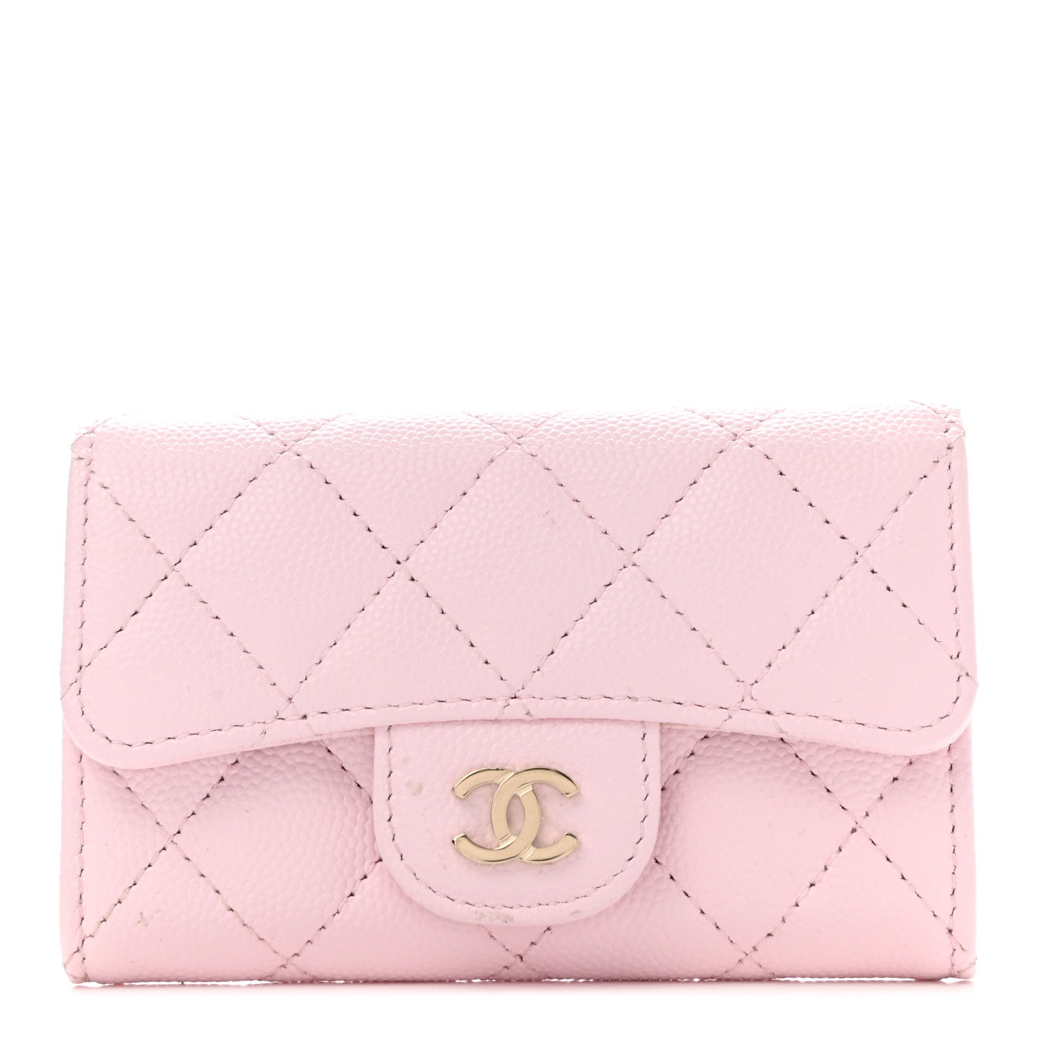 Chanel Caviar Quilted Flap Card Holder Wallet Light Pink 1 of 10