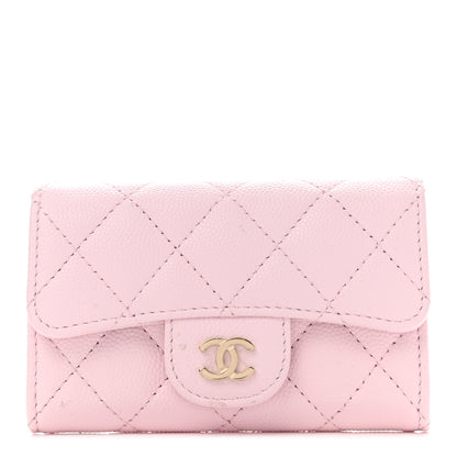 Chanel Caviar Quilted Flap Card Holder Wallet Light Pink 1 of 10