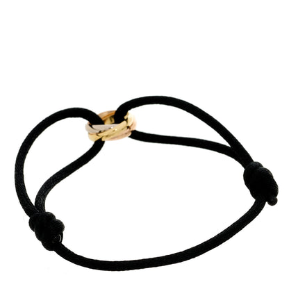 Cartier 18K Pink Yellow White Gold Trinity Adjustable Cord Bracelet Black 2 of 7