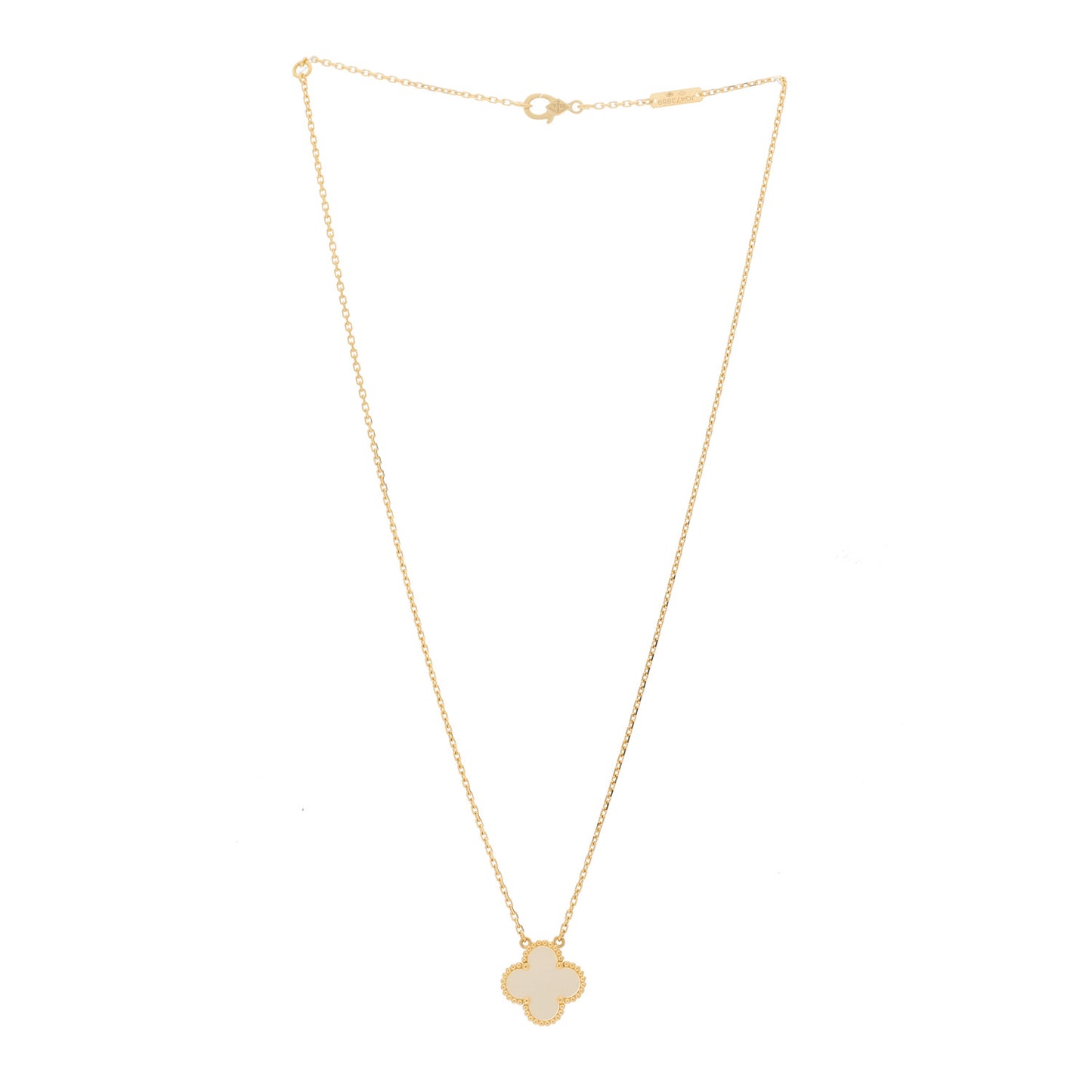 18K Yellow Gold Mother of Pearl Vintage Alhambra Pendant Necklace