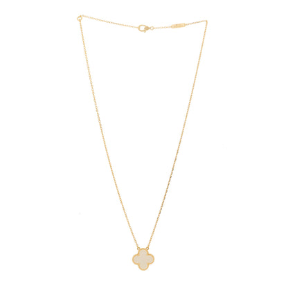 Van Cleef & Arpels 18K Yellow Gold Mother of Pearl Vintage Alhambra Pendant Necklace 3 of 6