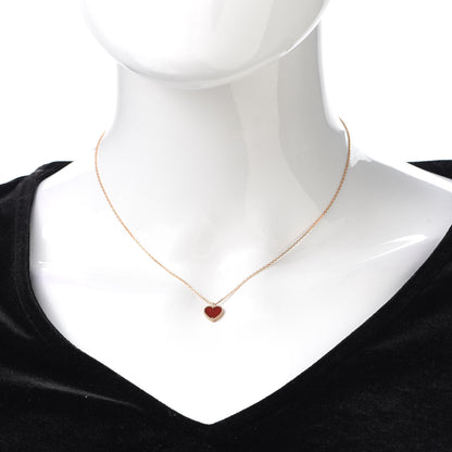 Van Cleef & Arpels 18K Rose Gold Carnelian Sweet Alhambra Heart Pendant Necklace 2 of 7