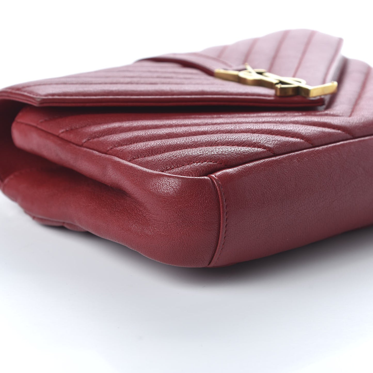 Sheepskin Matelasse Chevron Monogram Medium College Bag Rouge