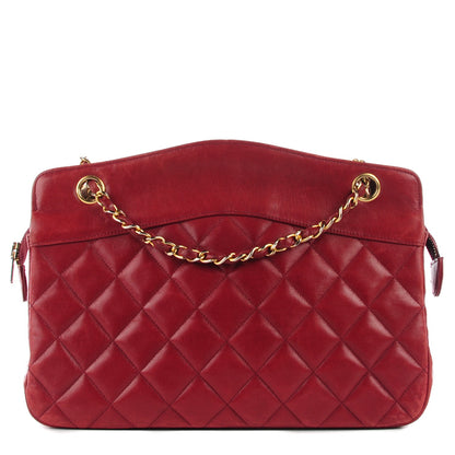 Chanel Lambskin Quilted Shoulder Bag Red 1 of 9