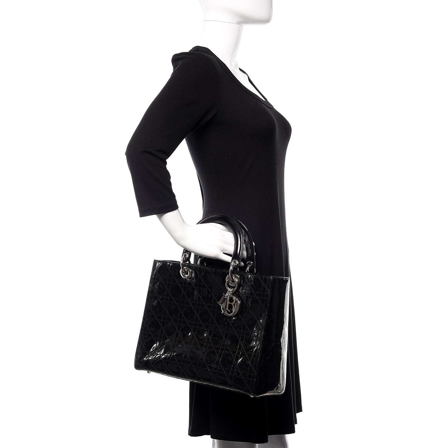 Christian Dior Patent Cannage Large Lady Dior Black 2 of 9