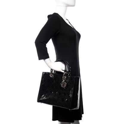 Christian Dior Patent Cannage Large Lady Dior Black 2 of 9