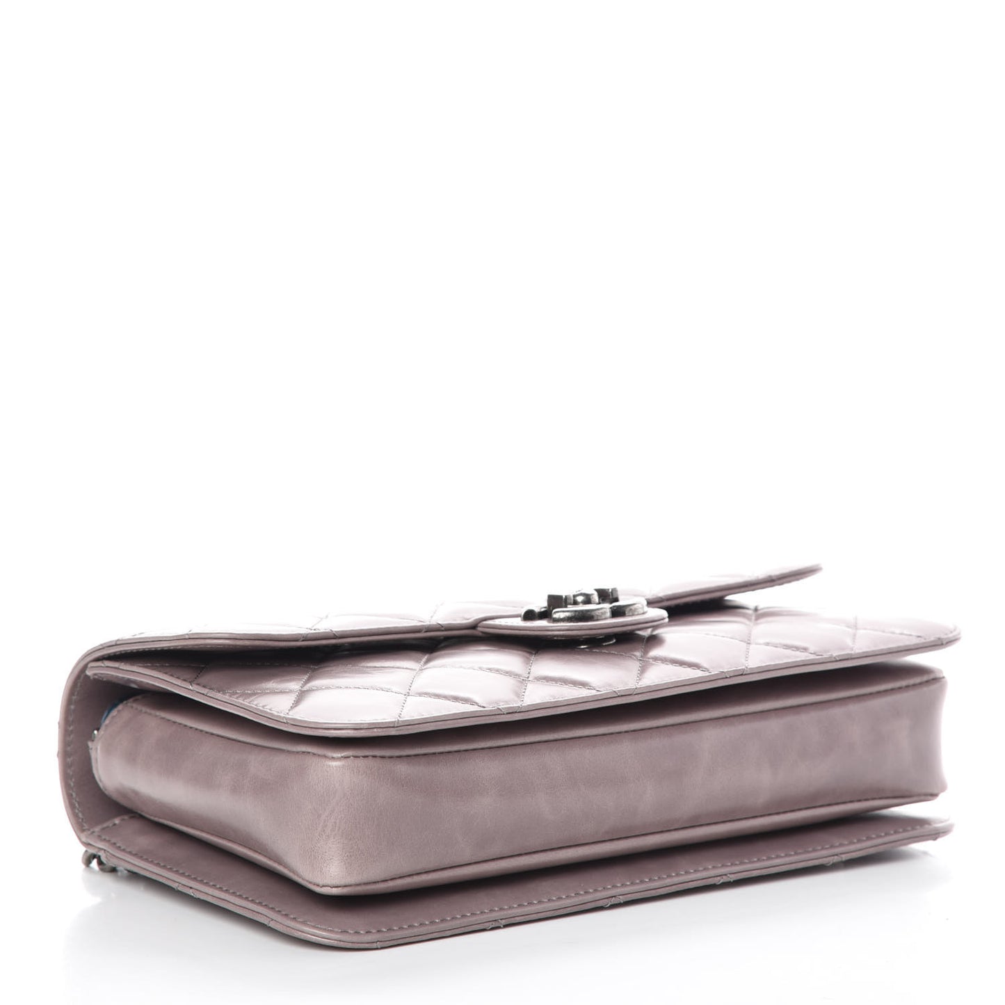 Glazed Calfskin Medium Perfect Edge Flap Grey