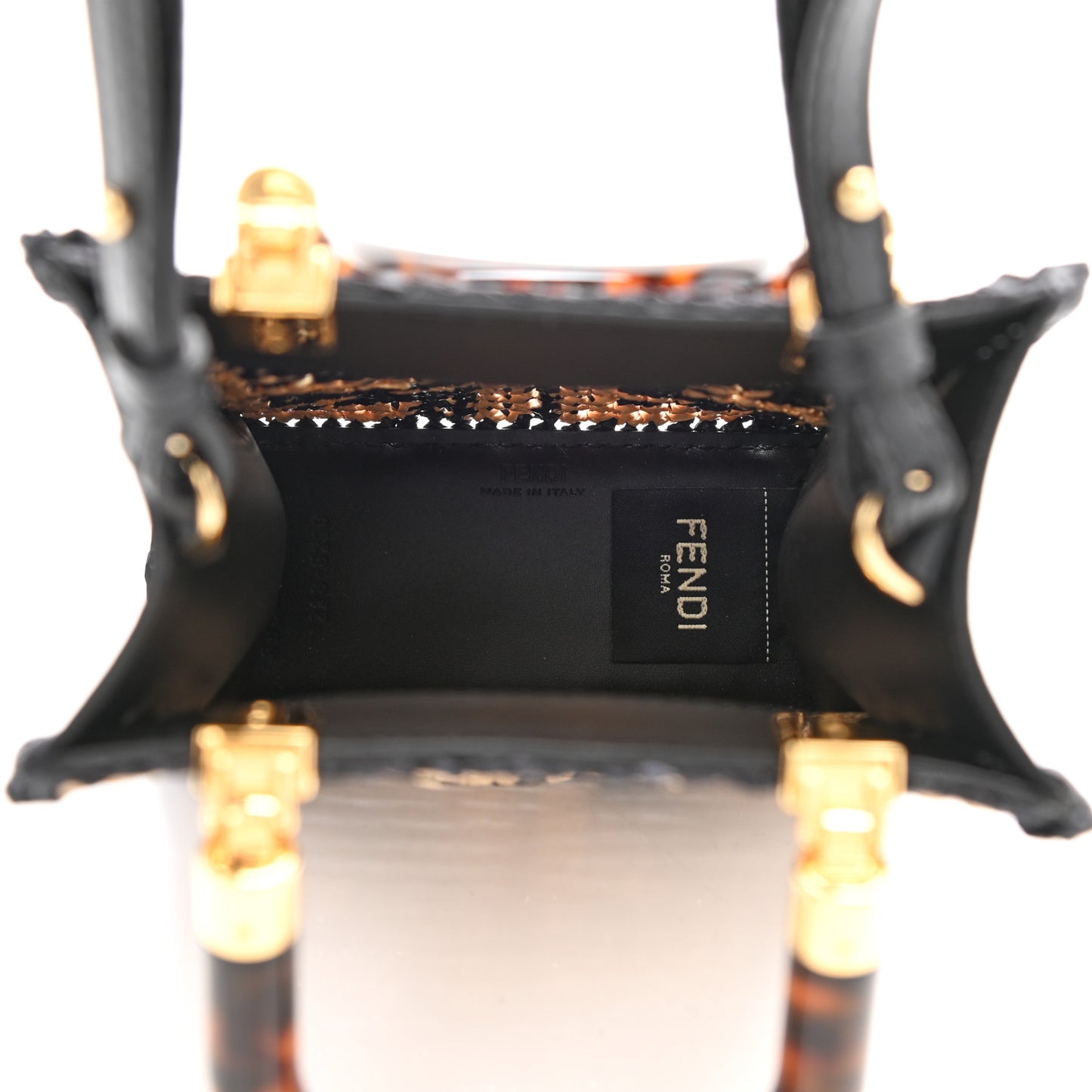 Raffia Plexiglass Crochet Mini Sunshine Shopper Tote Black