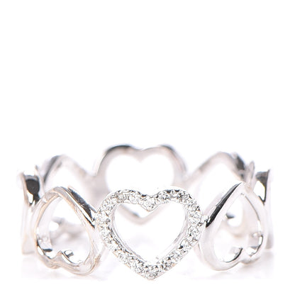 Tiffany 18K White Gold Diamond Hearts Eternity Band Ring 53 6.25 1 of 6