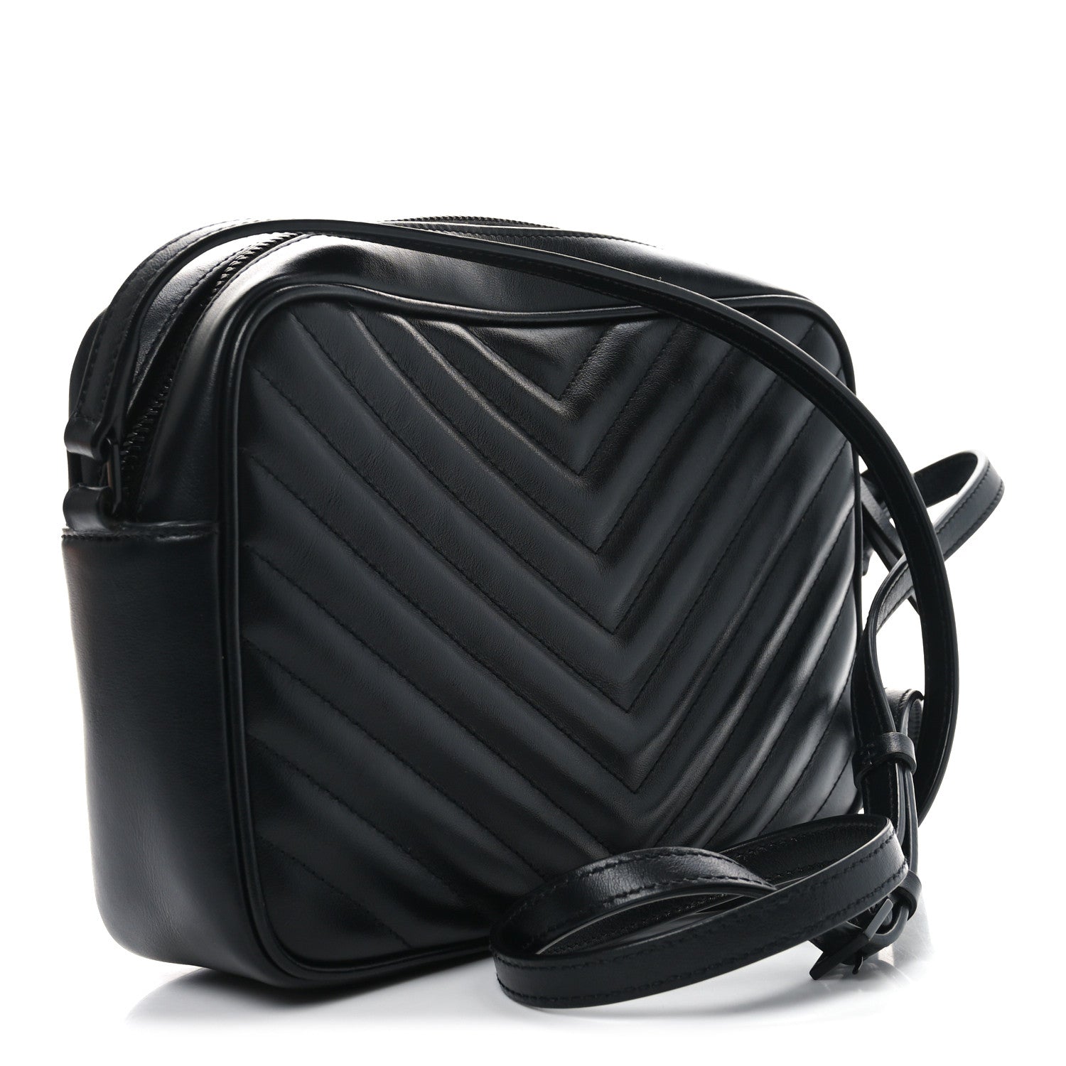 Saint Laurent Calfskin Matelasse Monogram Monochrome Lou Camera Bag Black 3 of 10