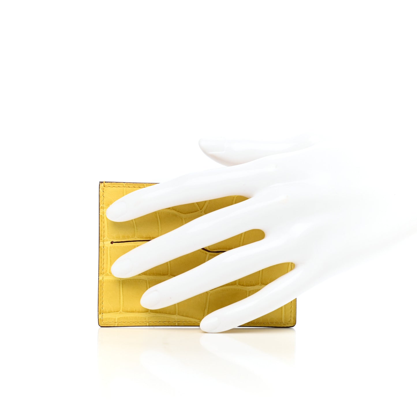 Matte Alligator Petit H Card Case Mimosa Rose Lipstick