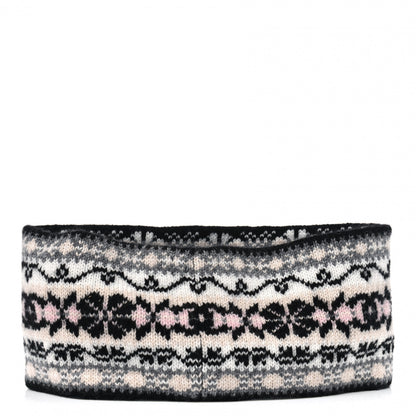 Chanel Cashmere CC Headband Black Dark Grey Ecru Pink 2 of 3