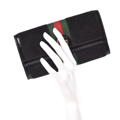 Gucci Suede Patent GG Web Ophidia Continental Wallet Black 2 of 7