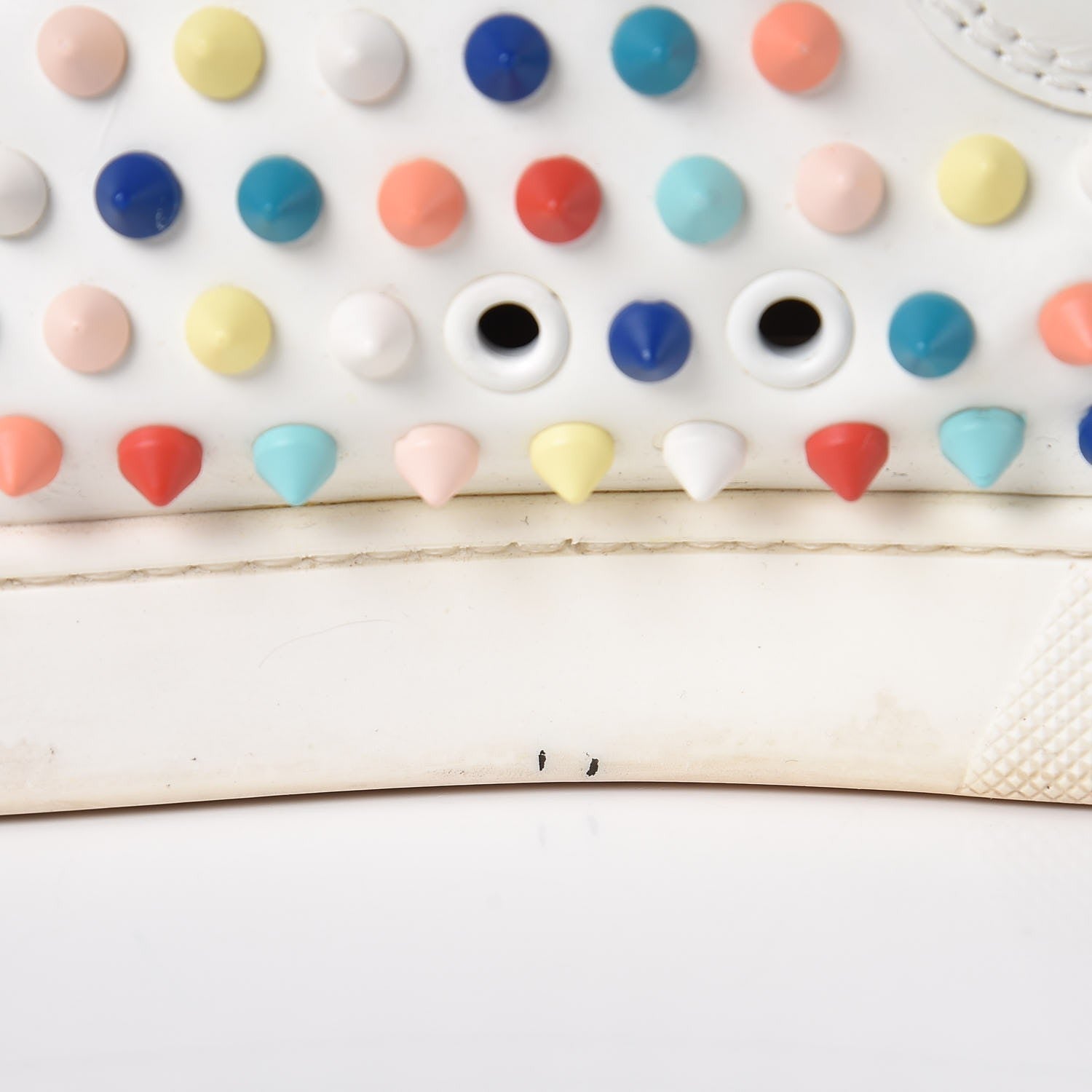 Christian Louboutin Calfskin Louis Spikes Flat Sneakers 40 White Multi 15 of 26