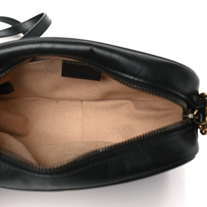 Gucci Calfskin Matelasse Mini GG Marmont Chain Shoulder Bag Black 5 of 9