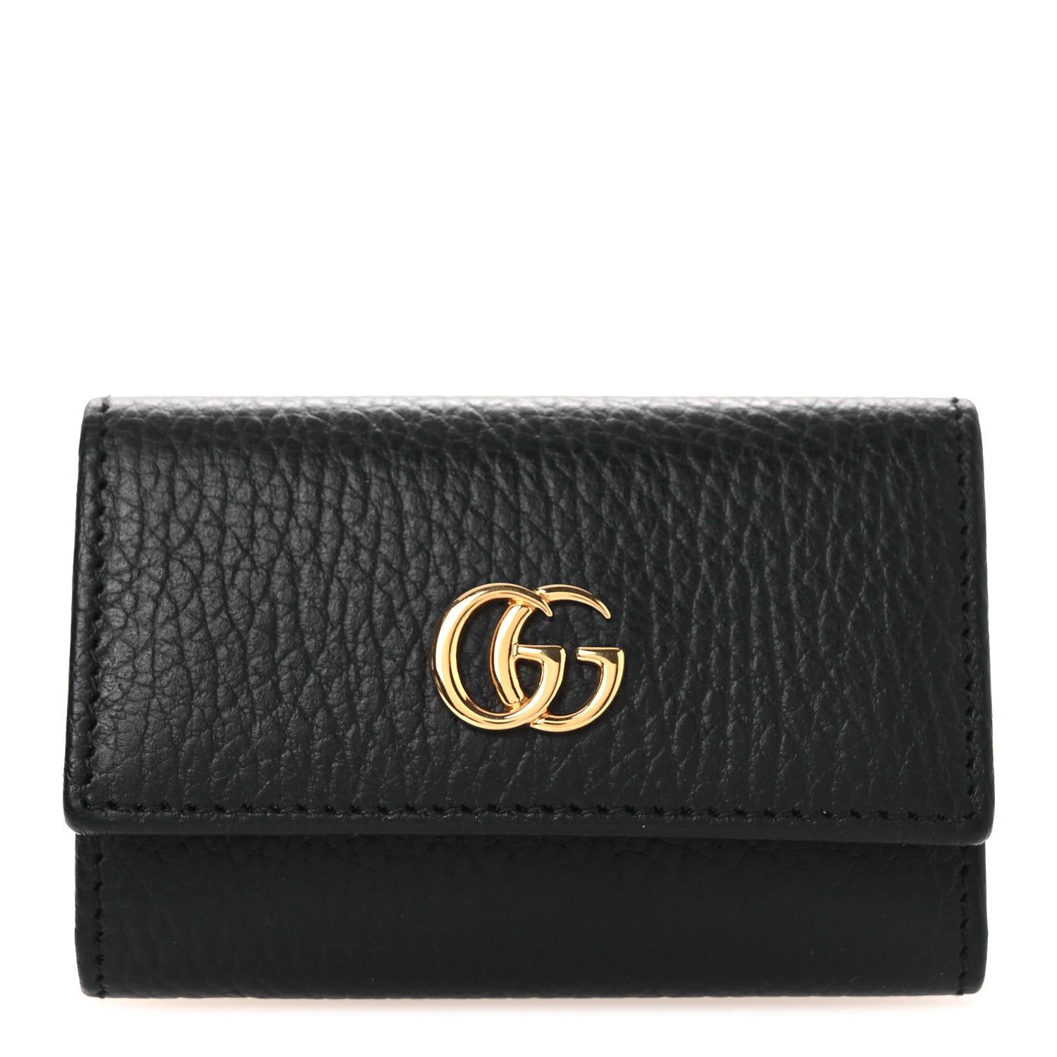 Gucci Pebbled Calfskin GG Marmont 6 Key Holder Black 1 of 8