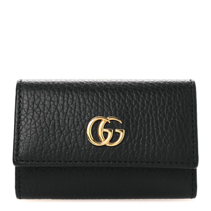 Gucci Pebbled Calfskin GG Marmont 6 Key Holder Black 1 of 8