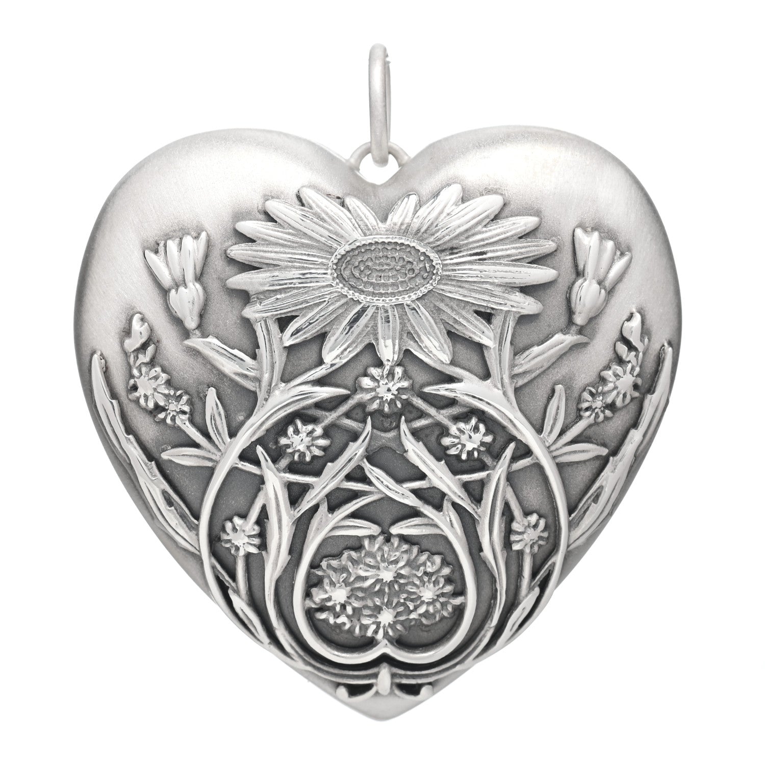 Tiffany Sterling Silver Large Ziegfeld Daisy Heart Locket Pendant 1 of 4