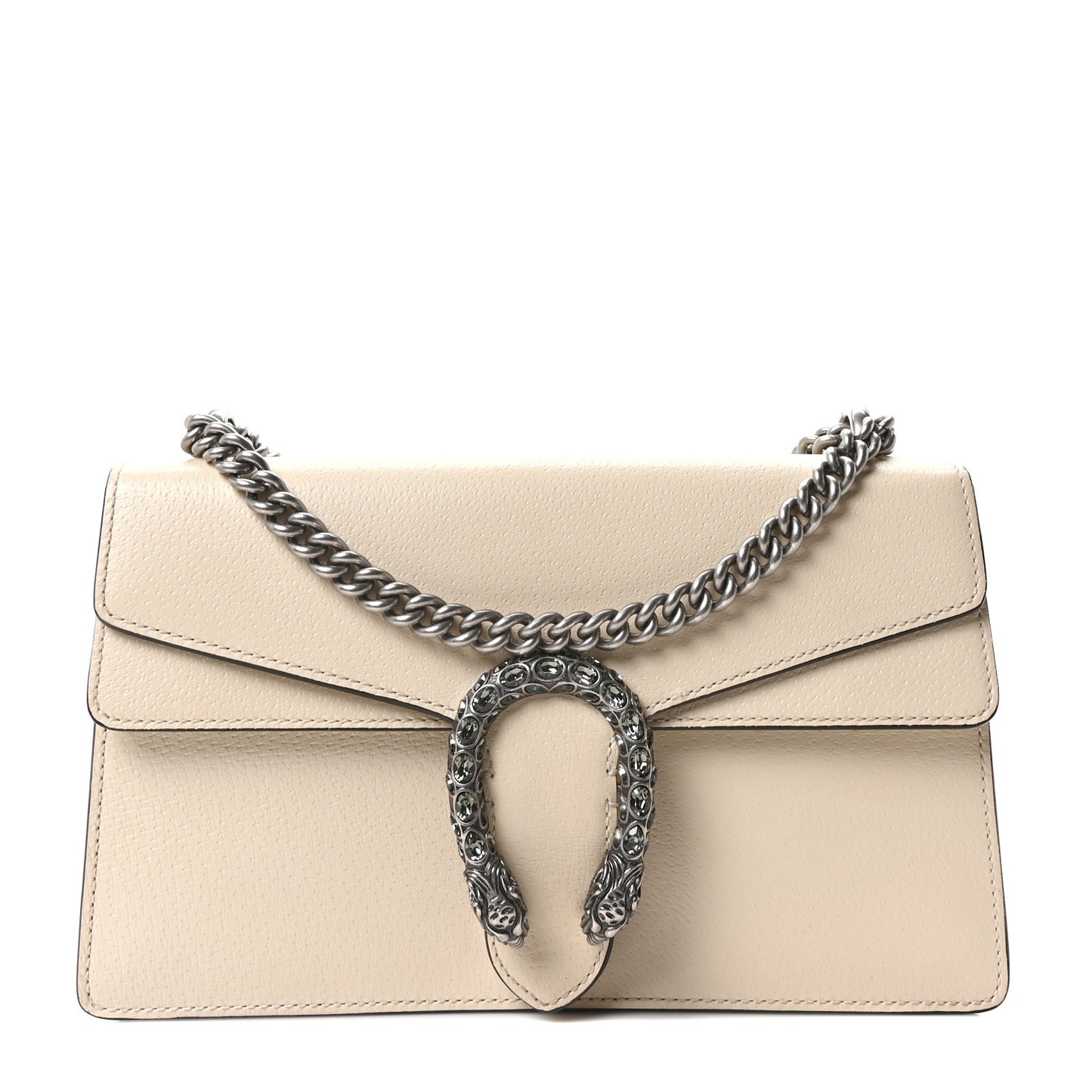 Textured Calfskin Crystal Small Dionysus Shoulder Bag Mystic White