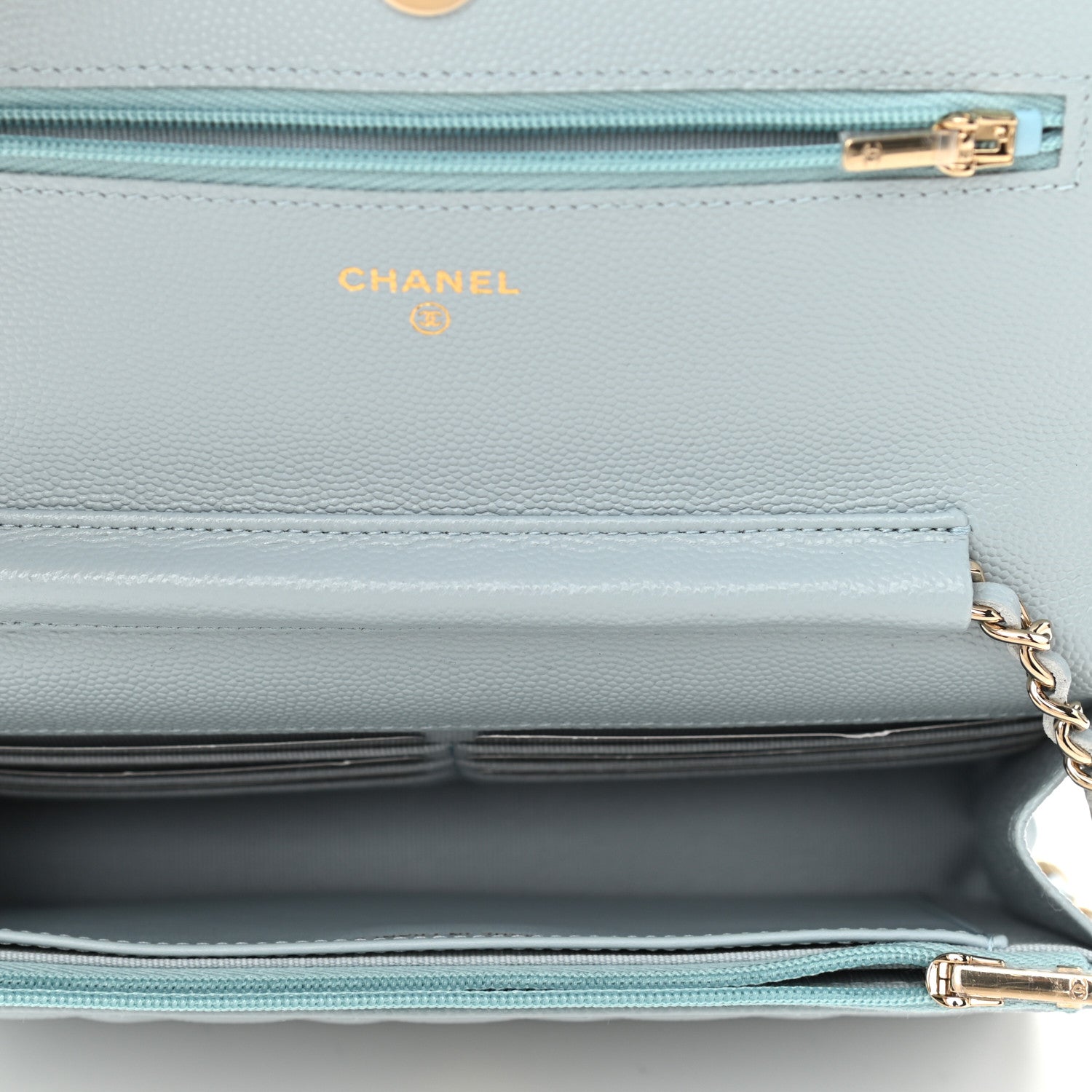 Chanel Caviar Quilted Wallet On Chain WOC Light Blue 5 of 12