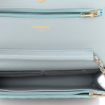 Chanel Caviar Quilted Wallet On Chain WOC Light Blue 5 of 12