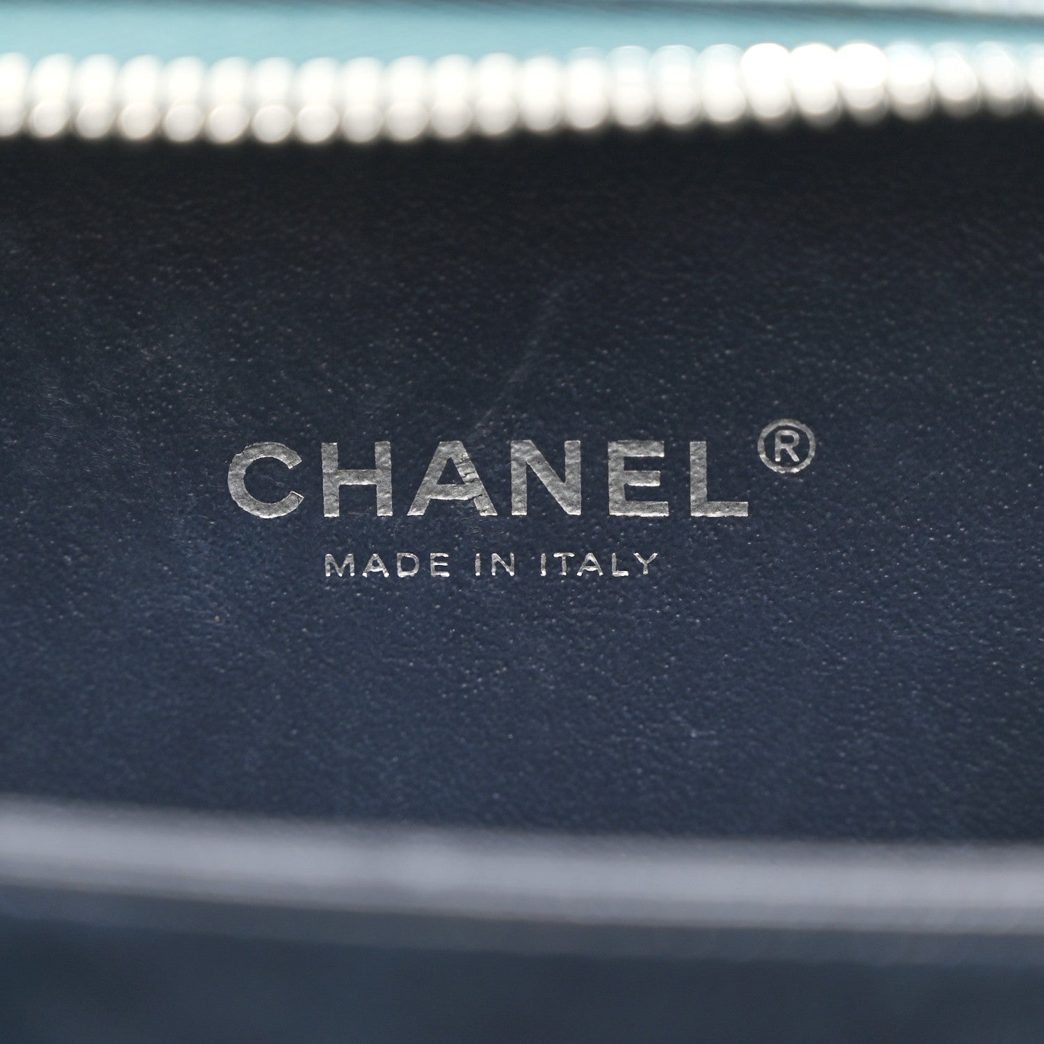 Chanel Iridescent Caviar Quilted Small CC Filigree Vanity Case Dark Turquoise 6 of 10