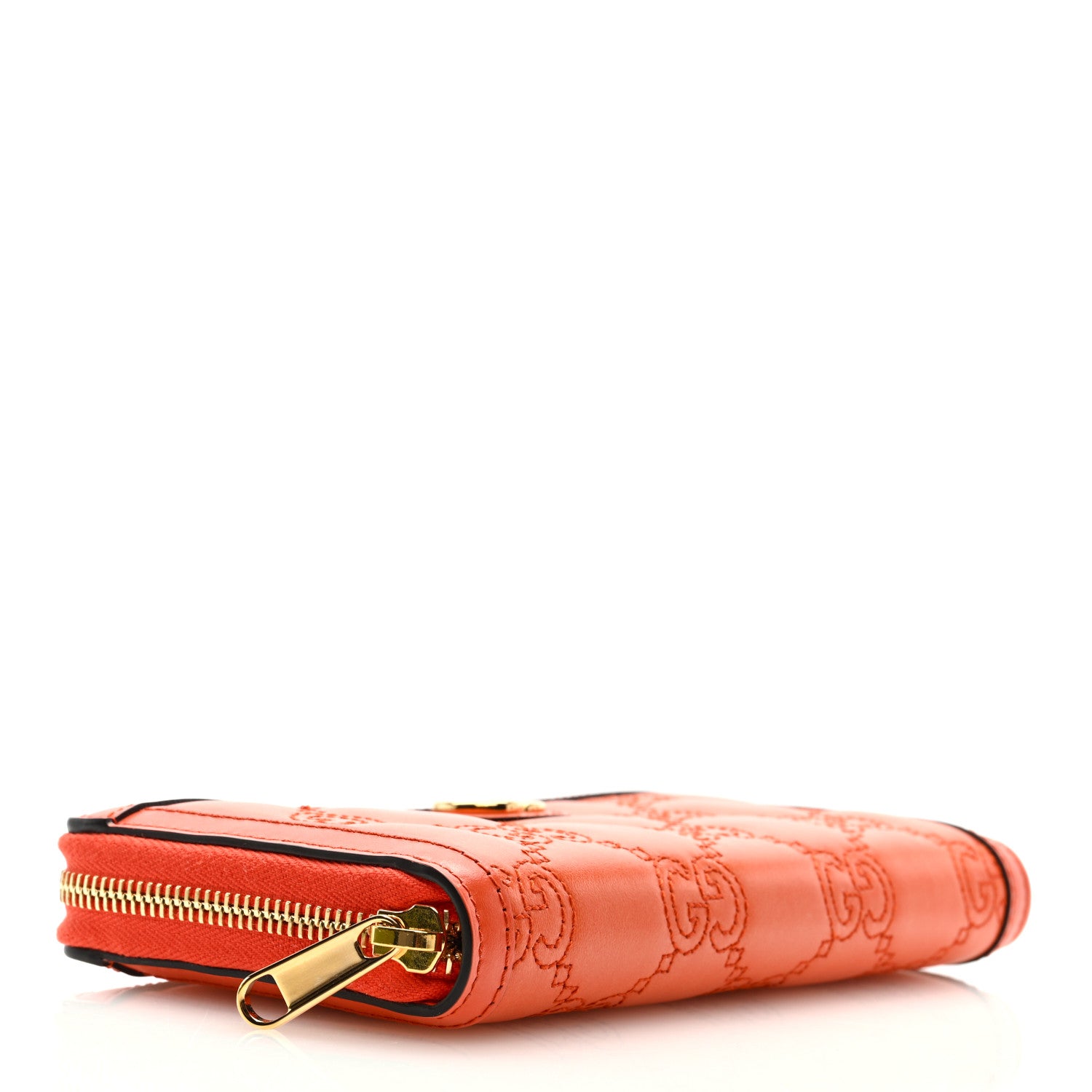 Gucci Calfskin GG Matelasse GG Marmont Zip Around Wallet Deep Orange 4 of 6