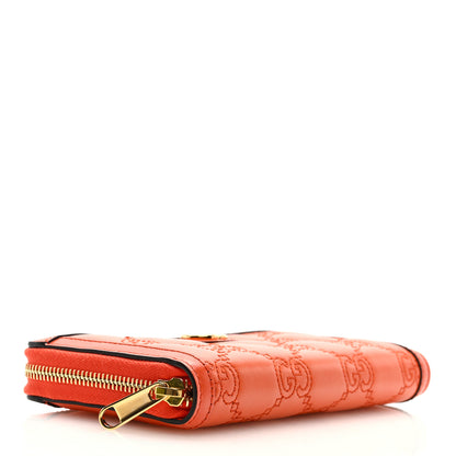 Gucci Calfskin GG Matelasse GG Marmont Zip Around Wallet Deep Orange 4 of 6