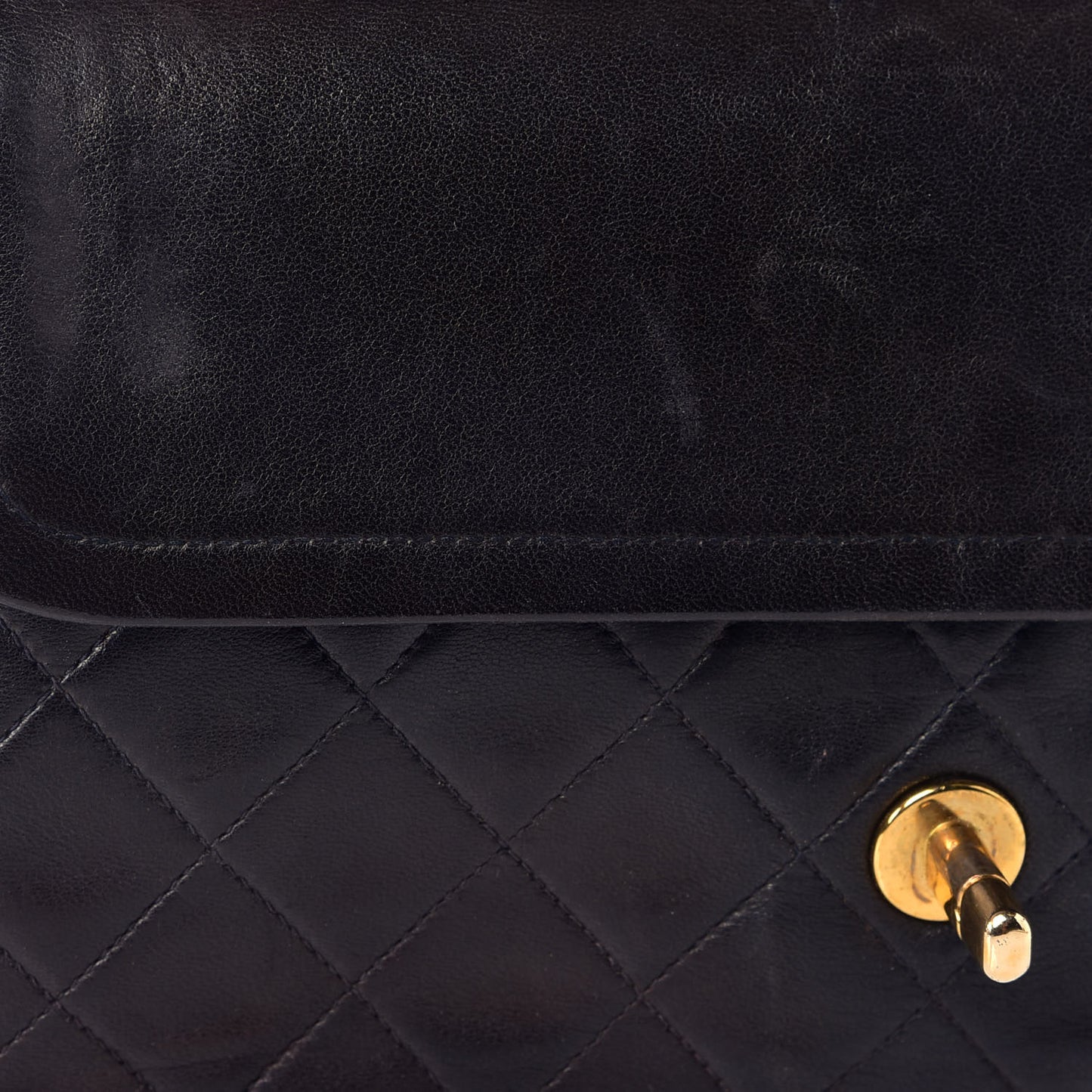 Lambskin Quilted Medium Double Flap Black
