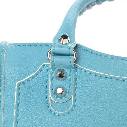Balenciaga Supple Grained Calfskin Classic Silver Hardware Highlight Mini City Bleu Caraibes 13 of 17