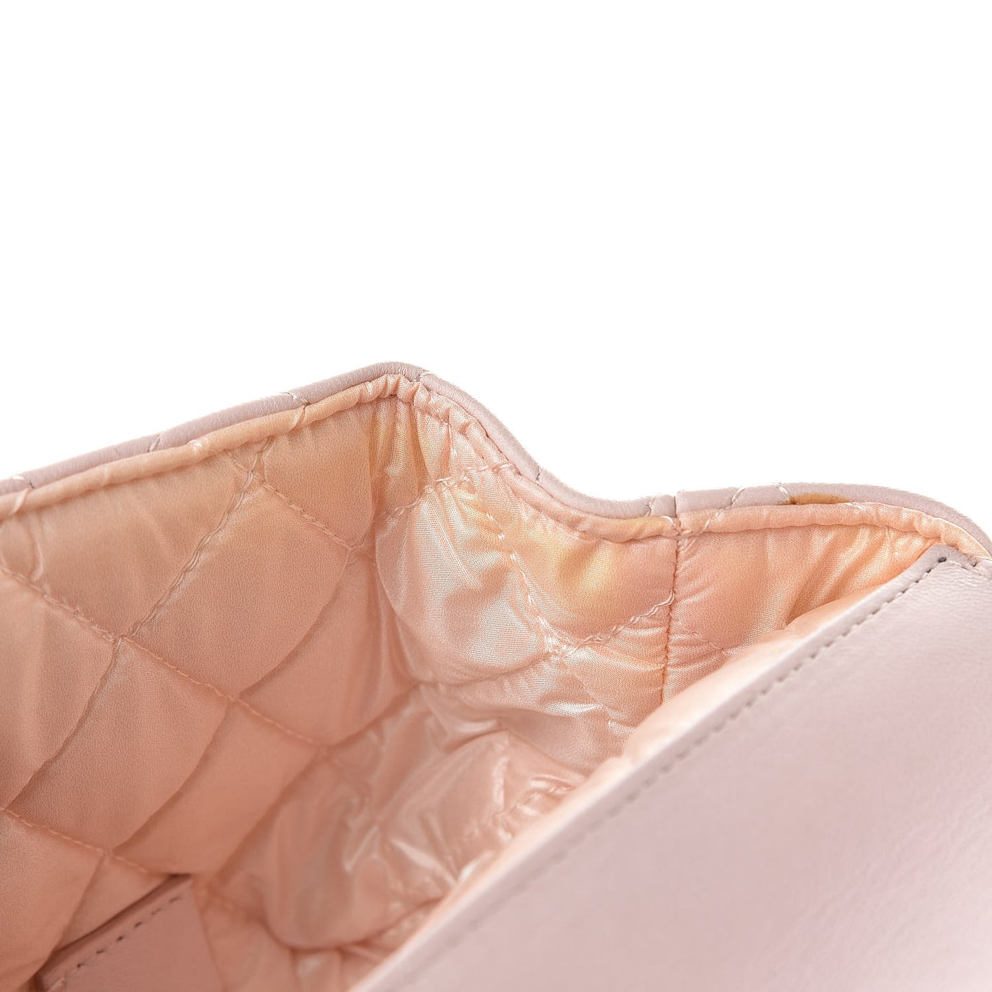 Lambskin Quilted Flap Cosmetic Case Rose Clair