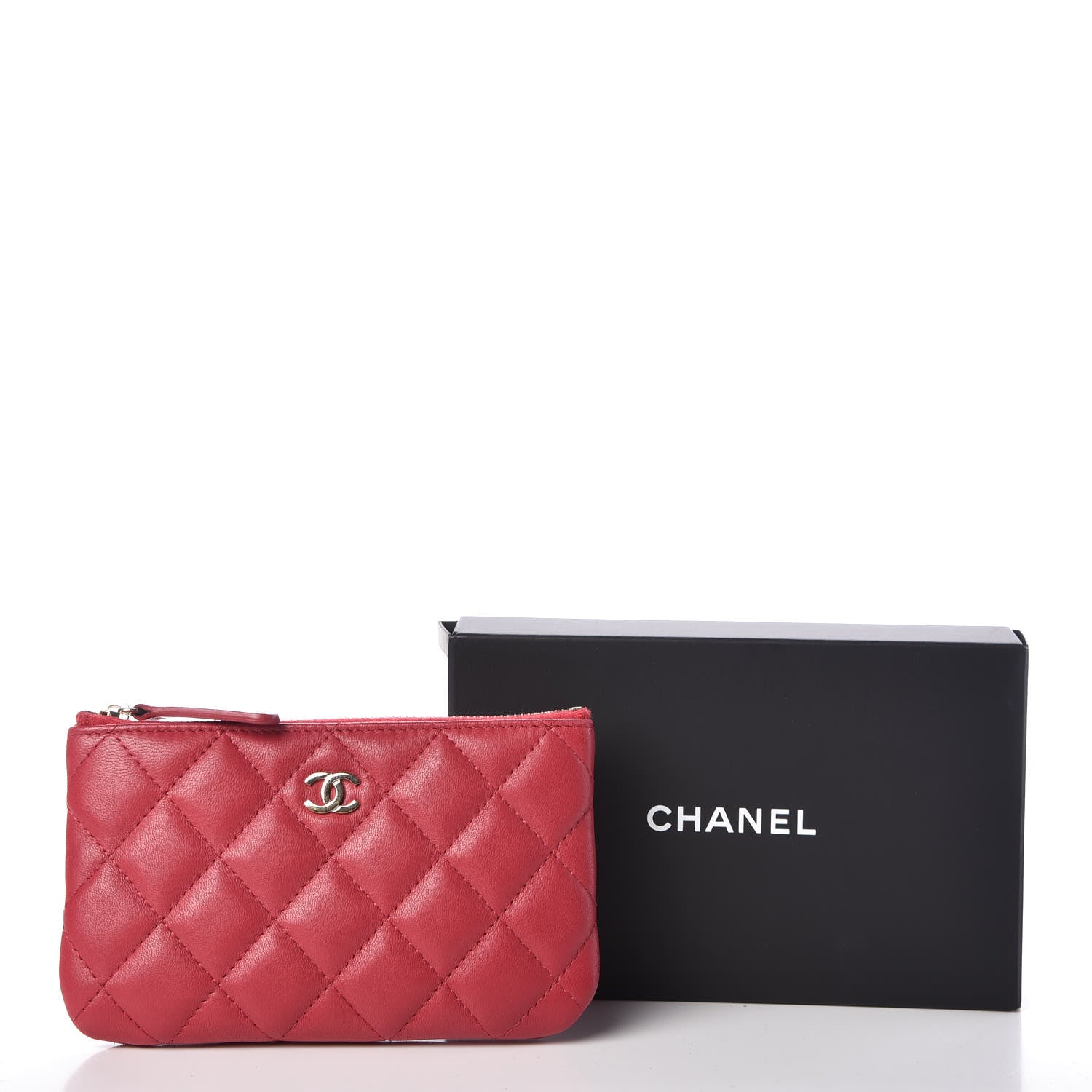 Chanel Lambskin Quilted Small Cosmetic Case Dark Pink 12 of 12