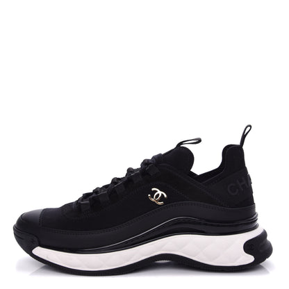 Chanel Velvet Calfskin Mixed Fibers CC Sneakers 38 Black 1 of 11