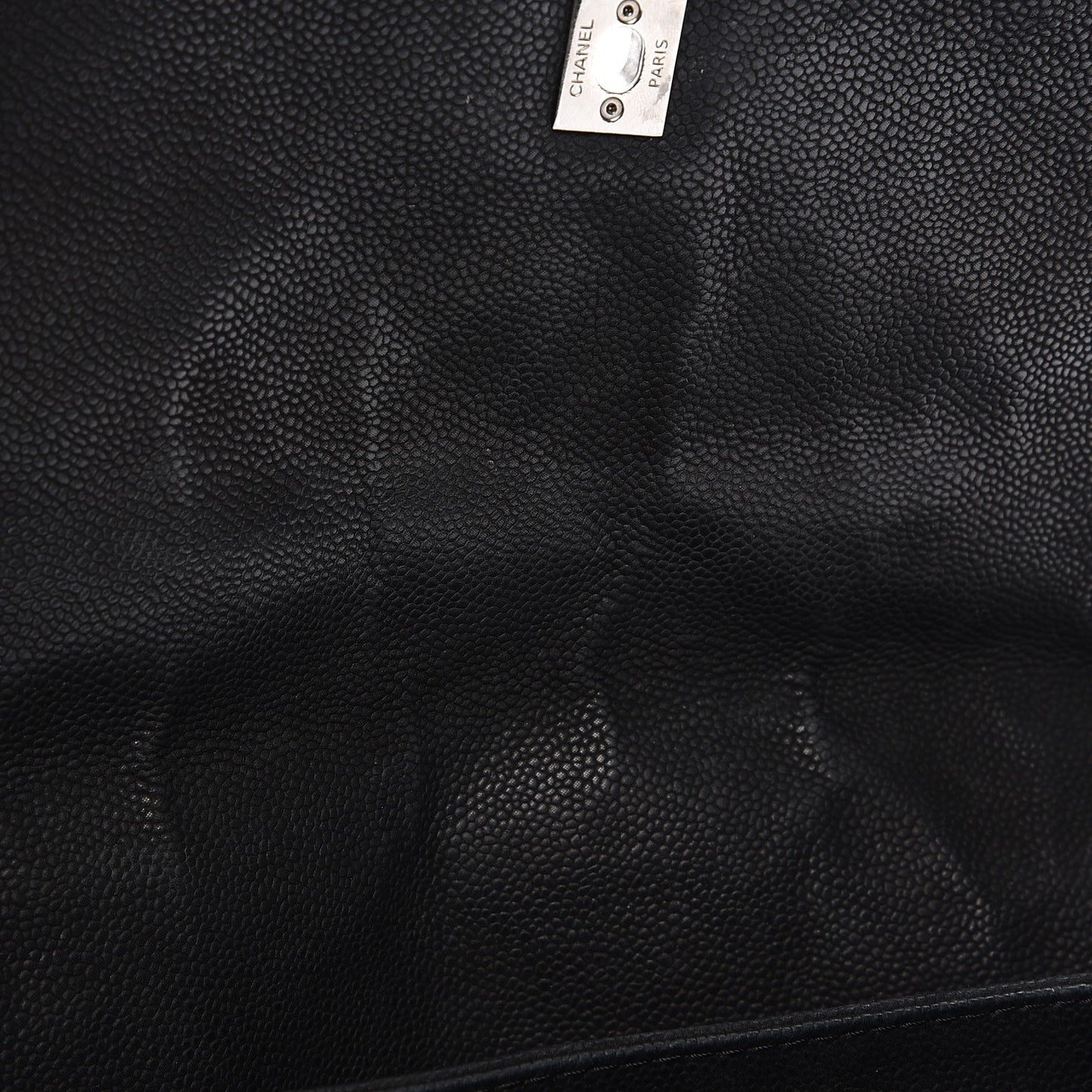Iridescent Caviar Quilted Medium Lady Pearly Flap Black