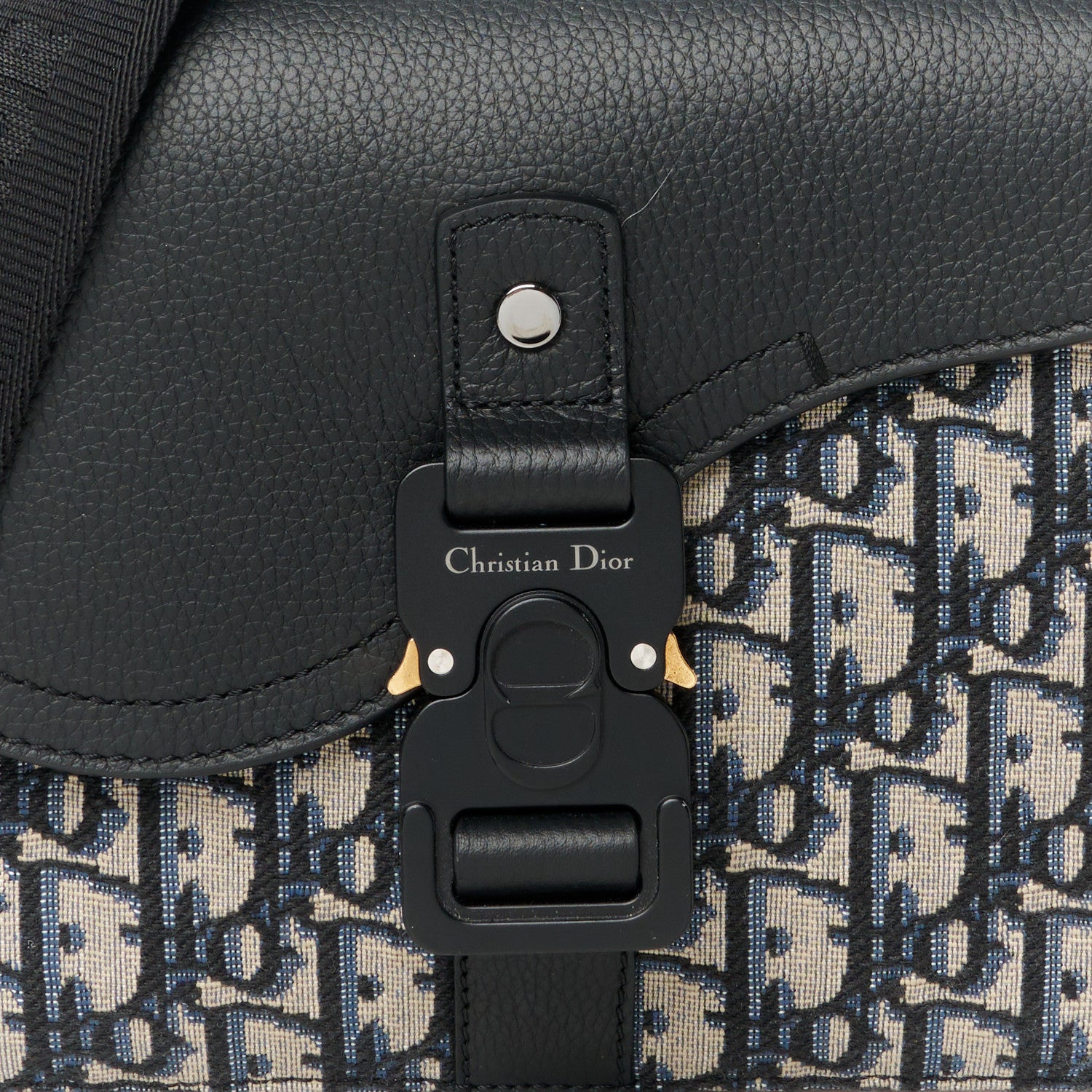 Christian Dior Oblique Jacquard Grained Calfskin Small Saddle Messenger Bag Beige Black 8 of 10