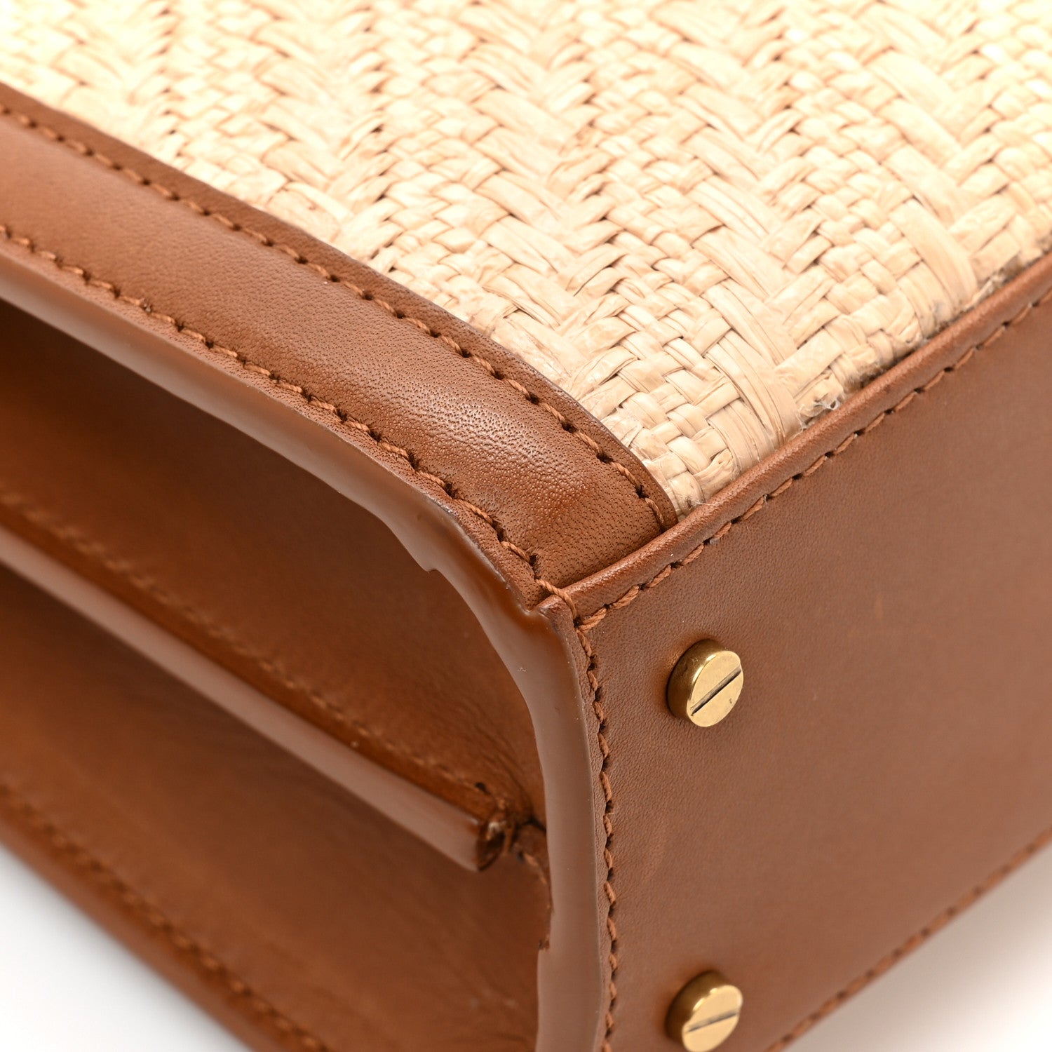 Saint Laurent Raffia Calfskin Mini Classic Monogram Cassandra Top Handle Naturel Brick 13 of 14