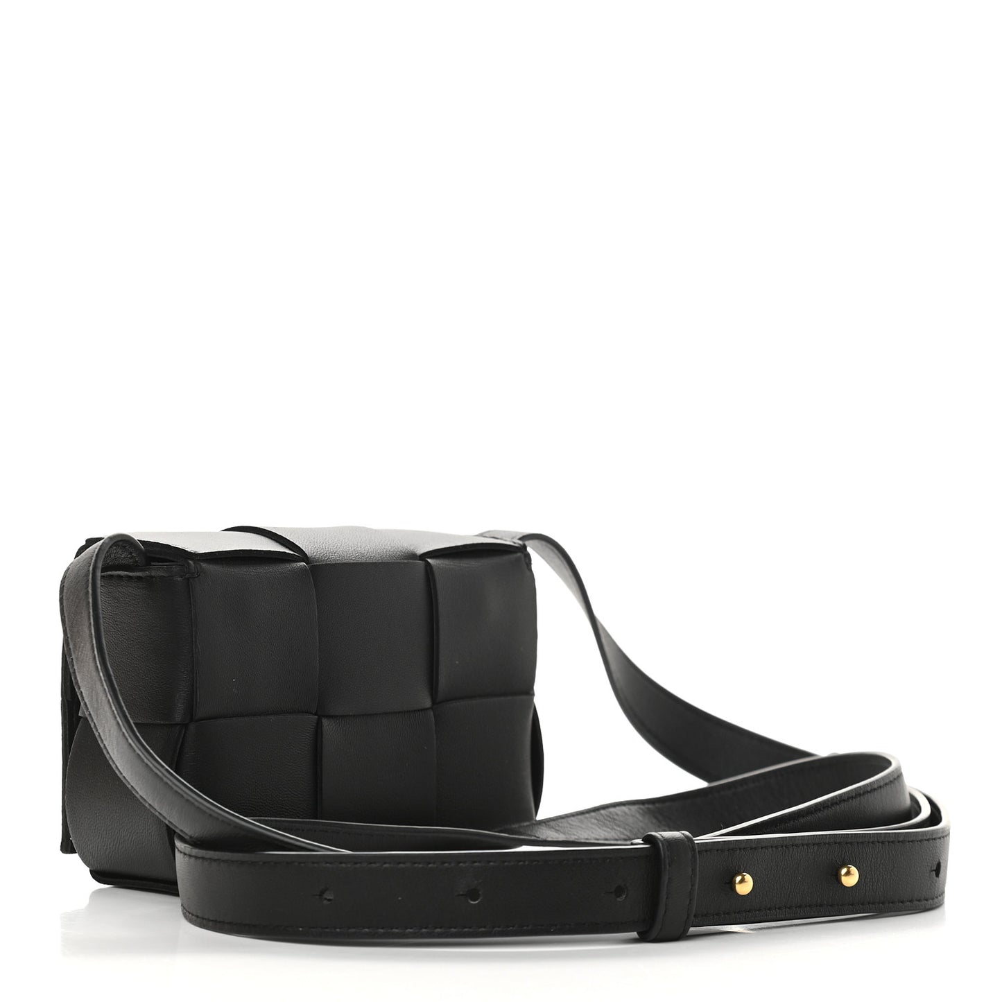 Lambskin Maxi Intrecciato Extra Mini Cassette Crossbody Bag Black