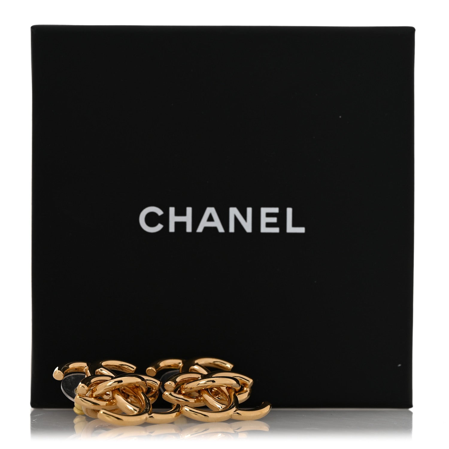 Chanel Metal Double CC Interlock Earrings Gold 6 of 6