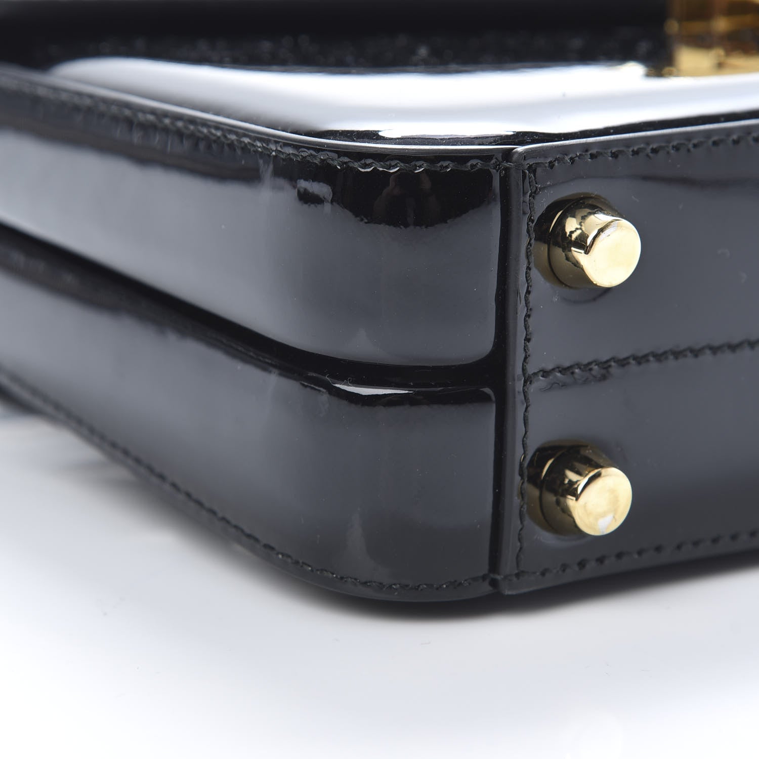 Gucci Mousse Top Patent Mini Sylvie 1969 Top Handle Bag Black 10 of 13