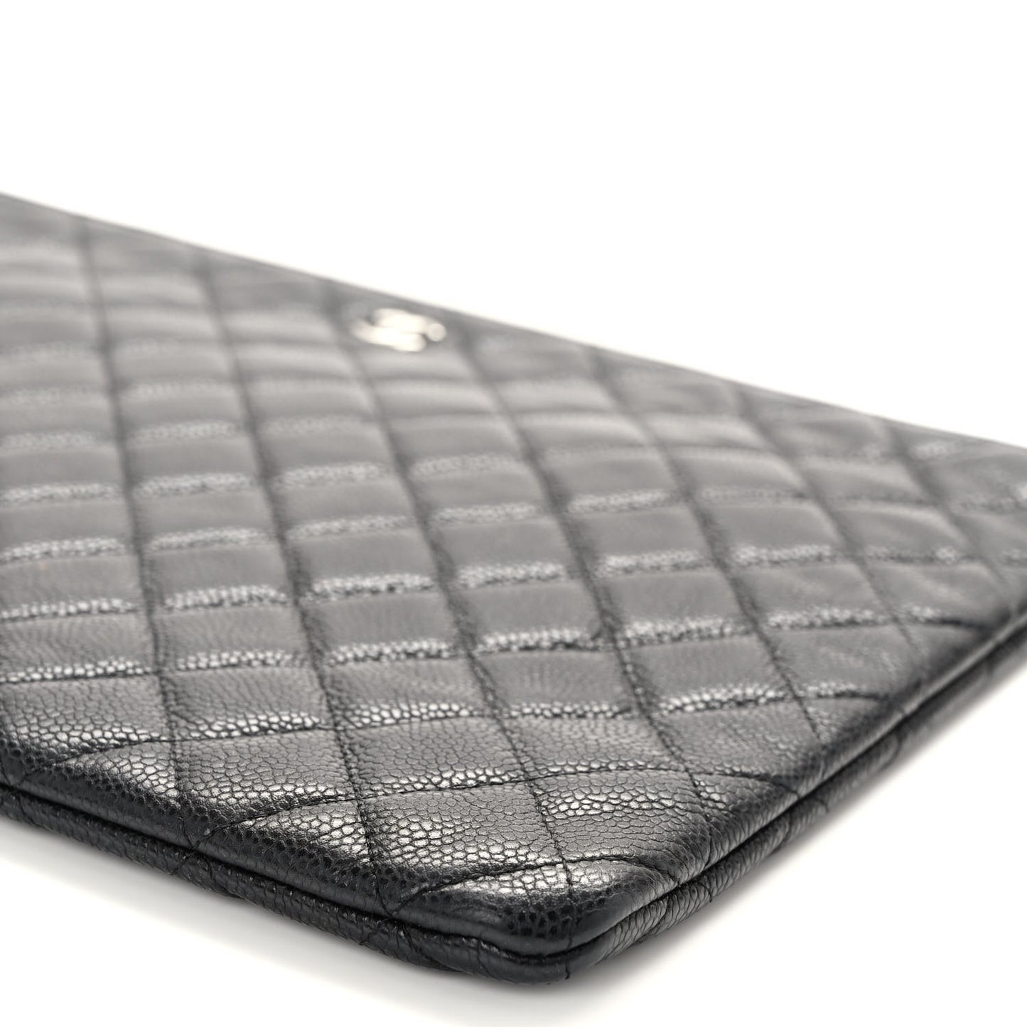 Caviar Quilted Large Cosmetic Case Black