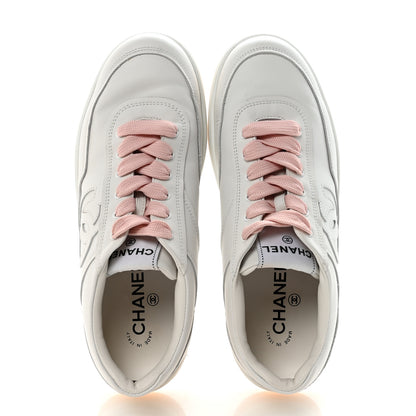 Chanel Calfskin Womens CC Sneakers 36 White Light Pink 2 of 10